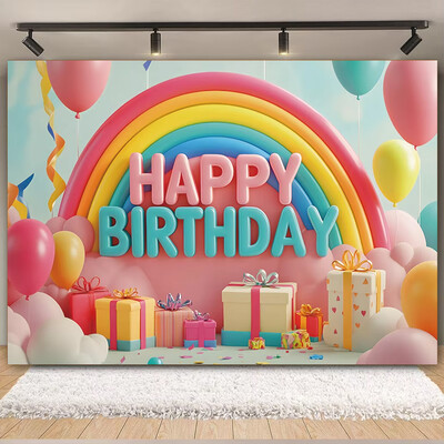 Színes léggömb szivárvány téma Boldog születésnapi parti dekoráció Babazuhany fotózás Háttér kültéri és otthoni ünneplésre