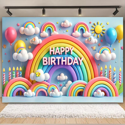 Színes léggömb szivárvány téma Boldog születésnapi parti dekoráció Babazuhany fotózás Háttér kültéri és otthoni ünneplésre