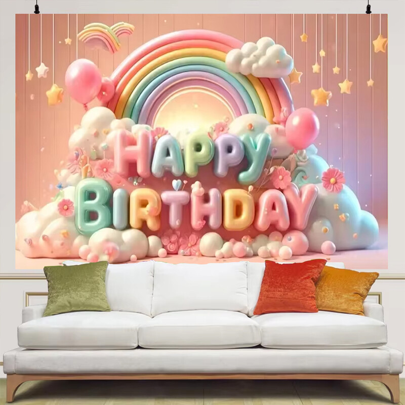 Színes léggömb szivárvány téma Boldog születésnapi parti dekoráció Babazuhany fotózás Háttér kültéri és otthoni ünneplésre