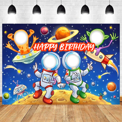 Θέμα κινουμένων σχεδίων Αστροναύτης Πύραυλος Διαστημόπλοιο Πάρτι γενεθλίων Baby Shower βινυλίου φόντου Παιδικό ντεκόρ προμήθειες