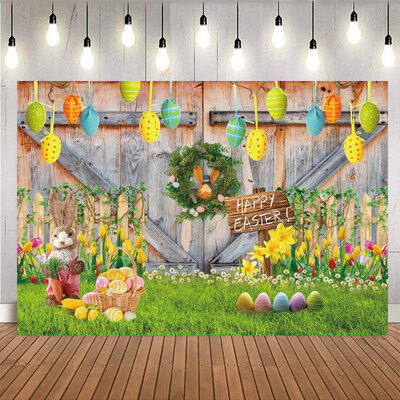 Tavaszi húsvéti témájú hátterek virág nyúl tojások füves vidék Baby Shower születésnapi parti torta dekoráció fotózás háttér