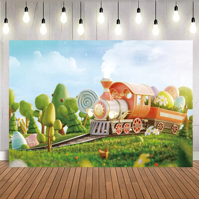 Tavaszi húsvéti témájú hátterek virág nyúl tojások füves vidék Baby Shower születésnapi parti torta dekoráció fotózás háttér