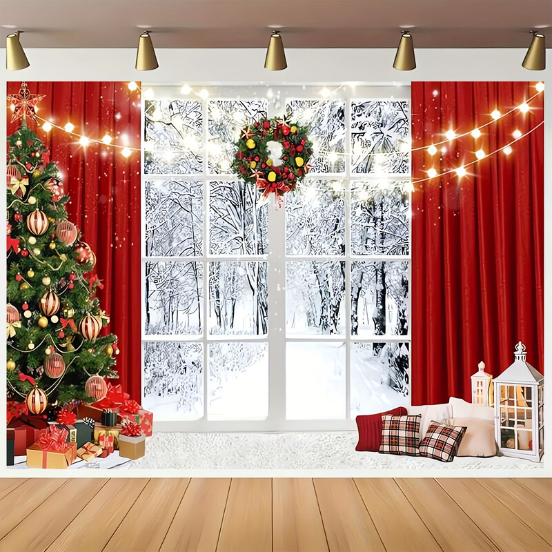 1db, fotózás Téli hó jelenet Karácsonyi party dekoráció háttér Karácsonyi ünnepi party banner háttér