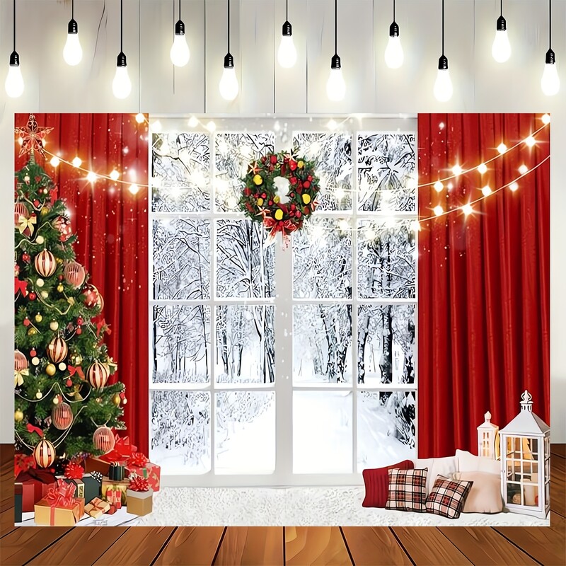 1db, fotózás Téli hó jelenet Karácsonyi party dekoráció háttér Karácsonyi ünnepi party banner háttér