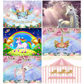 Rainbow Unicorn Backdrop για κορίτσια Πάρτι γενεθλίων Νεογέννητο Baby Shower Φωτογραφία Διακόσμηση φόντου Πανό Φωτογραφίες στούντιο