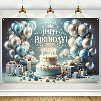 Χρόνια πολλά Banner Background Shiny Balloons 18th Birthday Decoration Background 30th Party Photography background poster