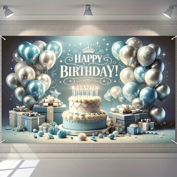 Χρόνια πολλά Banner Background Shiny Balloons 18th Birthday Decoration Background 30th Party Photography background poster