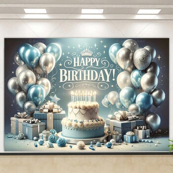 Χρόνια πολλά Banner Background Shiny Balloons 18th Birthday Decoration Background 30th Party Photography background poster