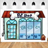 Fundaluri cu tema pentru magazinul de animale de companie de desene animate Fată băiat petrecere de aniversare fotografie fundal din vinil joacă pentru școală animale de companie Rezisa foto