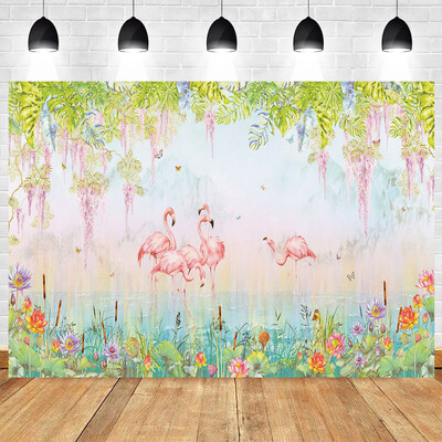 Flamingók egy tündérerdőben témájú születésnapi parti fotózás Vinyl háttér gyerekfotó kellékek gyerekszoba dekorációs kellékek