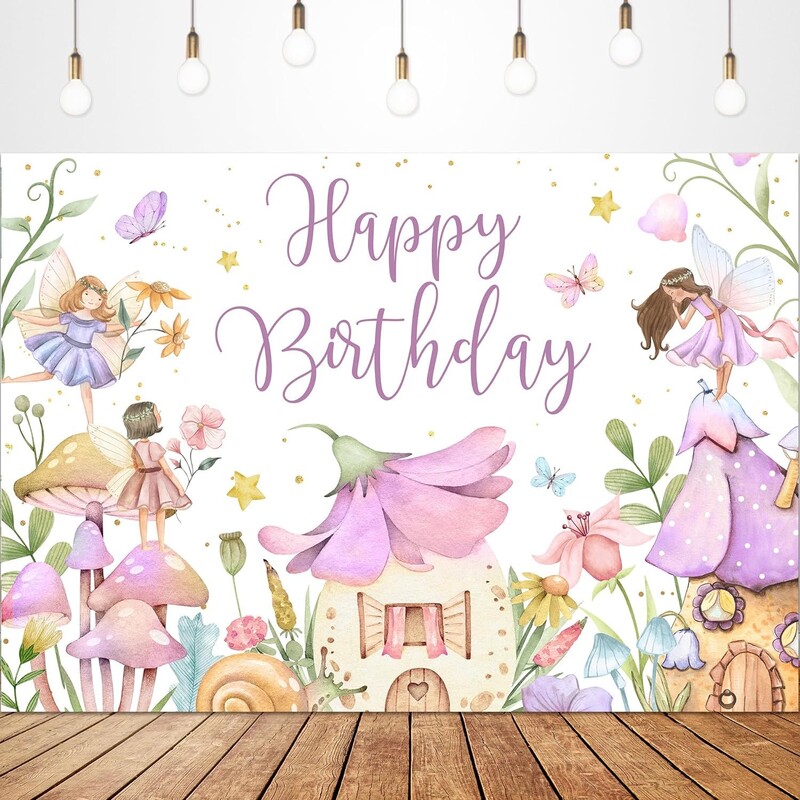 Lányok Virágok Tündérgomba Születésnapi Hátterek 1. Születésnapi Party dekoráció Colorfu Elf Pillangó fotózás Háttér kellékek