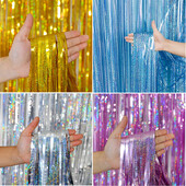 Κουρτίνες από αλουμινόχαρτο κρόσσια Διακοσμήσεις πάρτι Φωτογραφικό σκηνικό για γενέθλια Γάμος Baby Shower Χριστουγεννιάτικες προμήθειες Πρωτοχρονιάς