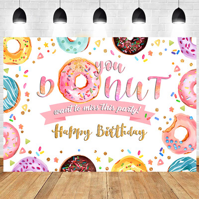 Παγωτό γλειφιτζούρι ντόνατ με γλυκό θέμα παιδικό πάρτι γενεθλίων Baby shower Φωτογραφία φόντου βινυλίου Παιδικό ντεκόρ παιδικού δωματίου