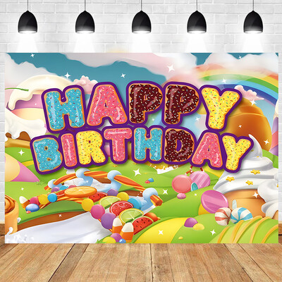 Παγωτό γλειφιτζούρι ντόνατ με γλυκό θέμα παιδικό πάρτι γενεθλίων Baby shower Φωτογραφία φόντου βινυλίου Παιδικό ντεκόρ παιδικού δωματίου