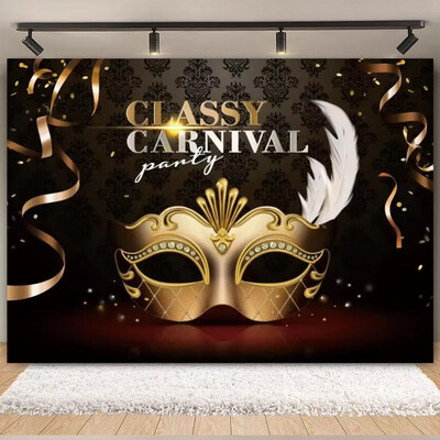Θέμα Mardi Gras Φαντασία με ανοιχτόχρωμο μπόκε κορδέλες μάσκας Βραζιλίας Αποκριάτικο πάρτι Μωβ Χορευτικό Πορτρέτο Φωτογραφικό Φόντο Διακόσμηση