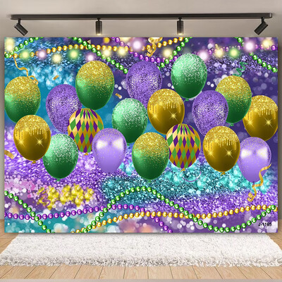 Θέμα Mardi Gras Φαντασία με ανοιχτόχρωμο μπόκε κορδέλες μάσκας Βραζιλίας Αποκριάτικο πάρτι Μωβ Χορευτικό Πορτρέτο Φωτογραφικό Φόντο Διακόσμηση