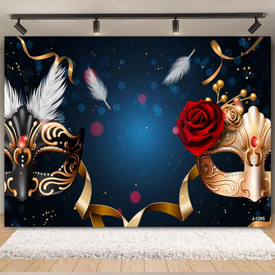 Θέμα Mardi Gras Φαντασία με ανοιχτόχρωμο μπόκε κορδέλες μάσκας Βραζιλίας Αποκριάτικο πάρτι Μωβ Χορευτικό Πορτρέτο Φωτογραφικό Φόντο Διακόσμηση