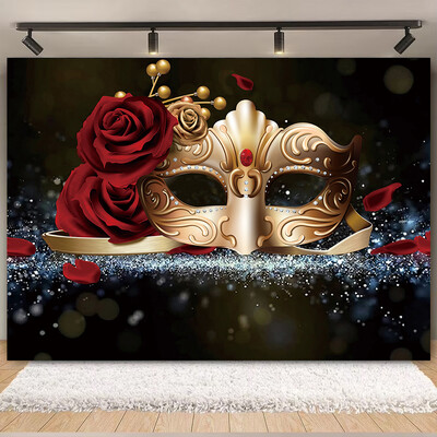 Θέμα Mardi Gras Φαντασία με ανοιχτόχρωμο μπόκε κορδέλες μάσκας Βραζιλίας Αποκριάτικο πάρτι Μωβ Χορευτικό Πορτρέτο Φωτογραφικό Φόντο Διακόσμηση