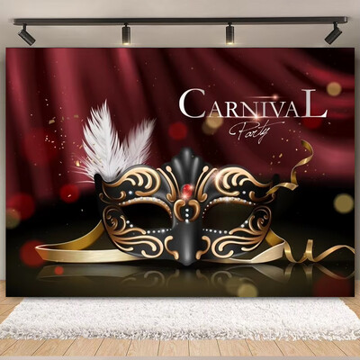Θέμα Mardi Gras Φαντασία με ανοιχτόχρωμο μπόκε κορδέλες μάσκας Βραζιλίας Αποκριάτικο πάρτι Μωβ Χορευτικό Πορτρέτο Φωτογραφικό Φόντο Διακόσμηση