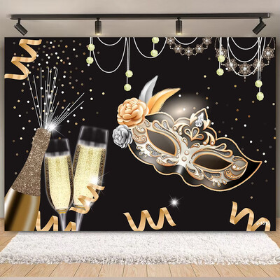 Θέμα Mardi Gras Φαντασία με ανοιχτόχρωμο μπόκε κορδέλες μάσκας Βραζιλίας Αποκριάτικο πάρτι Μωβ Χορευτικό Πορτρέτο Φωτογραφικό Φόντο Διακόσμηση