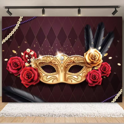 Θέμα Mardi Gras Φαντασία με ανοιχτόχρωμο μπόκε κορδέλες μάσκας Βραζιλίας Αποκριάτικο πάρτι Μωβ Χορευτικό Πορτρέτο Φωτογραφικό Φόντο Διακόσμηση