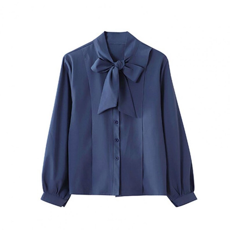Modes bantes apkakles krekli ar garām piedurknēm Sieviešu Solid Vintage Klasisks Formāls Biznesa Šifona Darba apģērbs Mujer Jauns