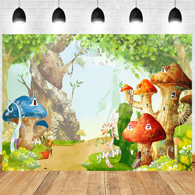 Burvju meža fantāzijas pasaku tēma Dzimšanas dienas fons Meža sērija Fotogrāfija Vinila fons Bērnu istabas dekorēšanas piederumi