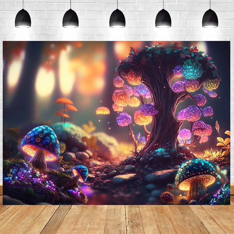 Burvju meža fantāzijas pasaku tēma Dzimšanas dienas fons Meža sērija Fotogrāfija Vinila fons Bērnu istabas dekorēšanas piederumi