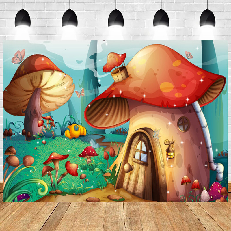 Burvju meža fantāzijas pasaku tēma Dzimšanas dienas fons Meža sērija Fotogrāfija Vinila fons Bērnu istabas dekorēšanas piederumi