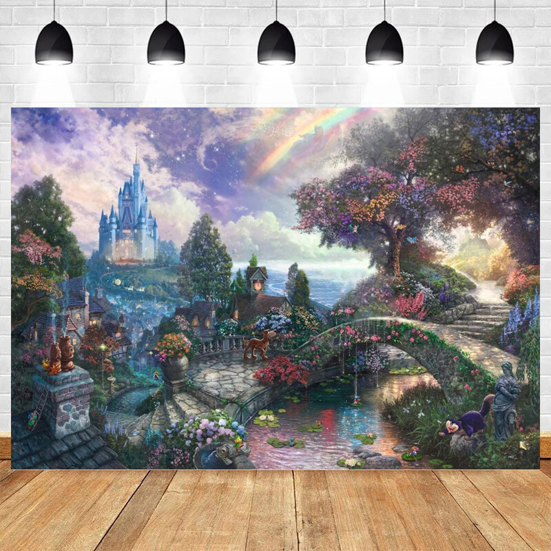 Mese Kastély téma Gyerek hercegnő lányok születésnapi parti fotózás bakelit háttér gyerekszoba dekorációs kellékek