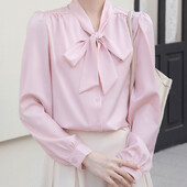 EVNISI Γυναικείο κομψό μεταξωτό πουκάμισο με παπιγιόν casual loose μακρυμάνικη μπλούζα γραφείου Μονόστομο Άνοιξη Φθινοπωρινό Chic Lady τοπ 2024