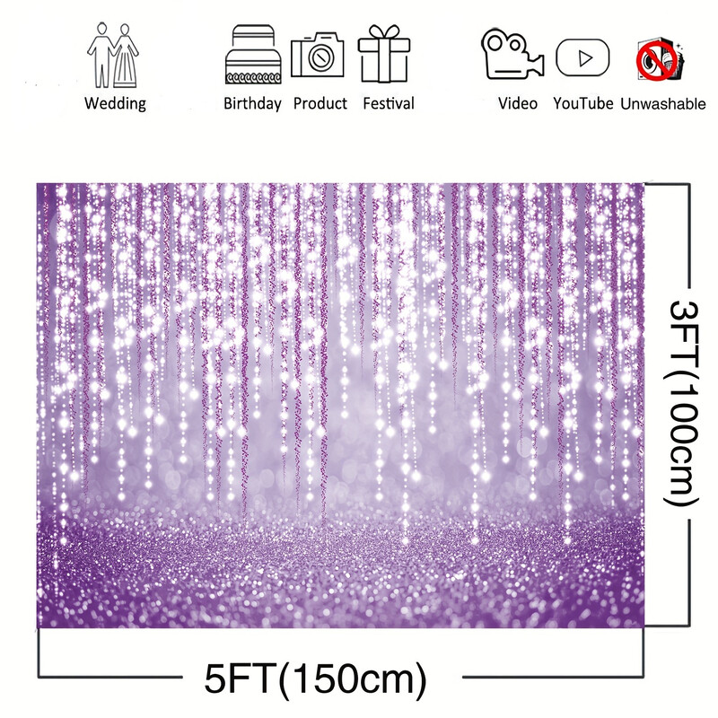 Violets fons Dzimšanas dienas ballītes foto Violeta vizulis bokeh ballītes pasākums Dekorēts portreta foto kabīnes fotografēšanas fons