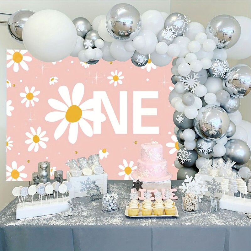 Bohém százszorszép születésnapi háttér Bohém százszorszép virágok Groovy első születésnapi parti dekoráció