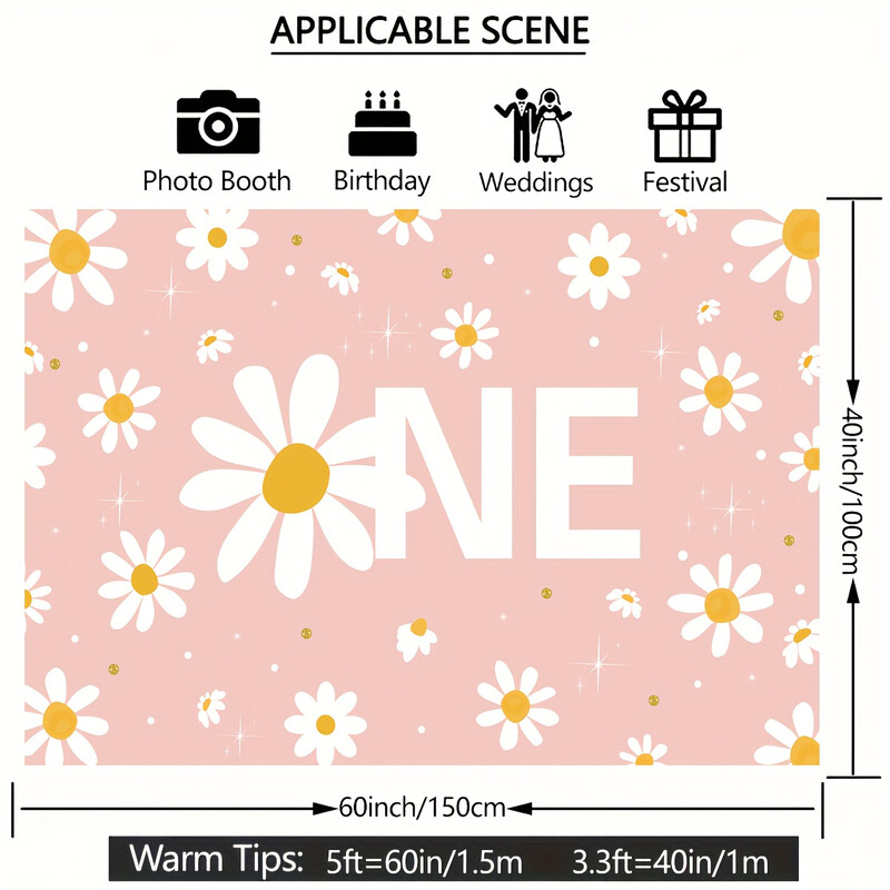 Bohém százszorszép születésnapi háttér Bohém százszorszép virágok Groovy első születésnapi parti dekoráció