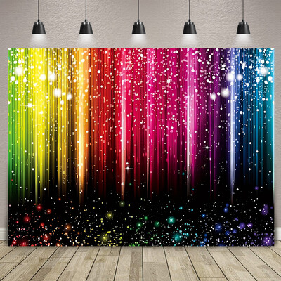 Születésnapi parti hátterű szalaghirdetés Gyermek felnőtt születésnapi parti dekoráció fotó háttér neon fény a sötétben party kellékek