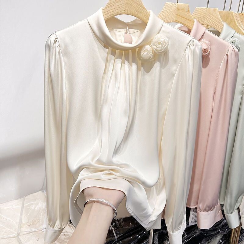 2024 tavaszi és őszi új elegáns női sifon ing divatos hosszú ujjú ing női belső ing bő blúz