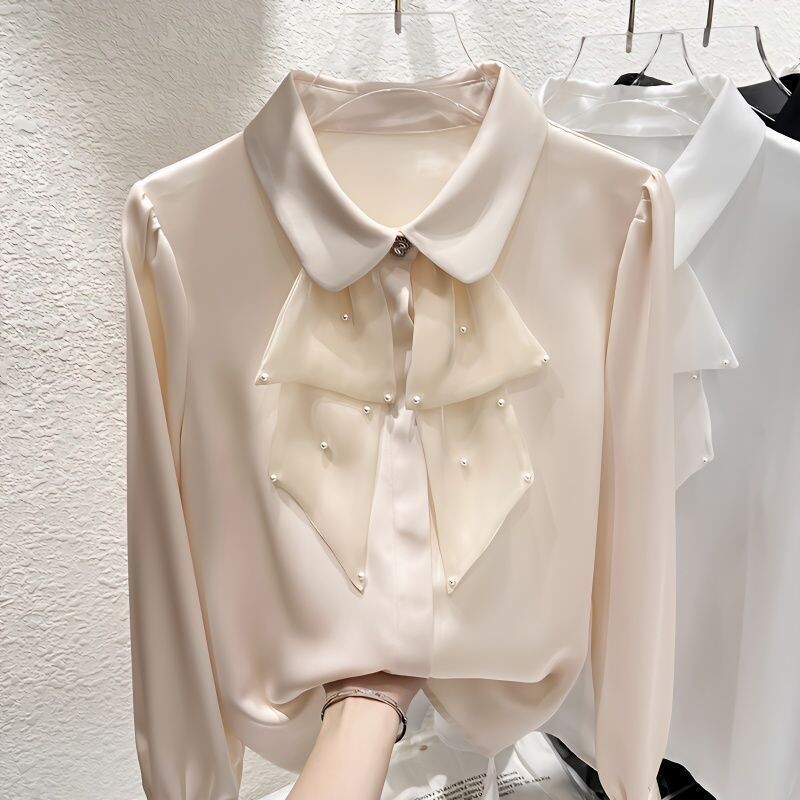 Πουκάμισο με πέτο με βολάν με βολάν γυναικεία ρούχα 2023 Άνοιξη φθινόπωρο Νέα υπερμεγέθη casual μπλουζάκια χαλαρή γλυκιά μπλούζα