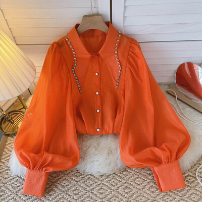 hosszú ujjú felső blúzok női ingek női blusas koreai divat női blusa feminina blúz vintage camisas