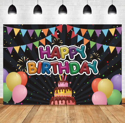 Halo Daudz laimes dzimšanas dienā Balonu ballītes fona dāvanu dzimšanas dienas kūku galda fona noformējums Varavīksnes saldo konfekšu fotoattēlu fons