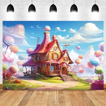 Pink Castle House Backdrops Photographic Princess Girl Cake Smash Candy Shop Decoration Birdday Party Balloons Decor Backgrounds