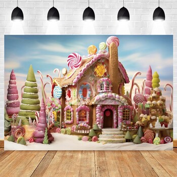 Pink Castle House Backdrops Photographic Princess Girl Cake Smash Candy Shop Decoration Birdday Party Balloons Decor Backgrounds