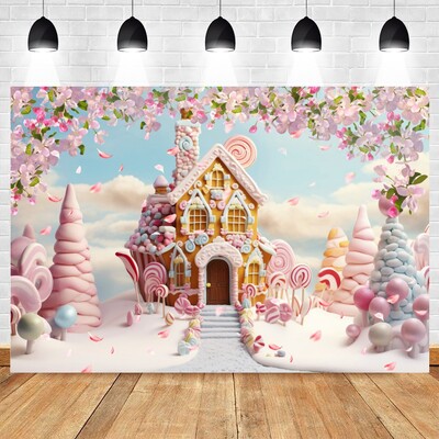 Rozā pils mājas foni Fotografiskā princeses meitenes kūka Smash konfekšu veikala dekorēšana dzimšanas dienas ballītes baloni dekoru foni