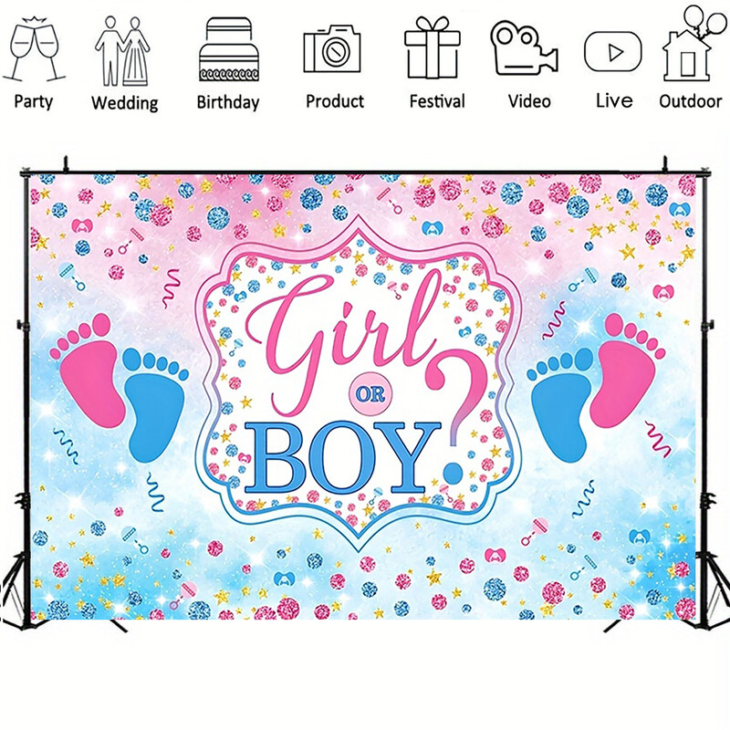 Φόντο αποκάλυψης φύλου Μπλε ροζ Φωτογραφικό πάρτι για αγόρι ή κορίτσι Φόντο Διακοσμητικό ντους νεογέννητου μωρού Φωτογραφικό στούντιο