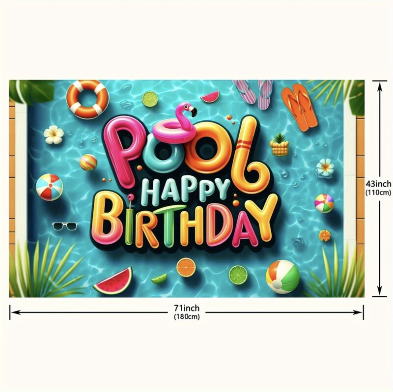 Vasaros baseino vakarėlio fonas Havajų plaukimo paplūdimio kamuolys Gelbėjimo ratas Kūdikio mėgstamiausio gimtadienio torto dekoravimo fotografija