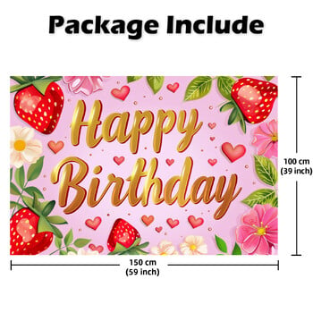 5×3 ft Strawberry Birthday Backdrop Strawberry Berry First Birthday Backdrop for Photography Strawberry Theme Birthday Party