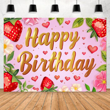 5×3 ft Strawberry Birthday Backdrop Strawberry Berry First Birthday Backdrop for Photography Strawberry Theme Birthday Party