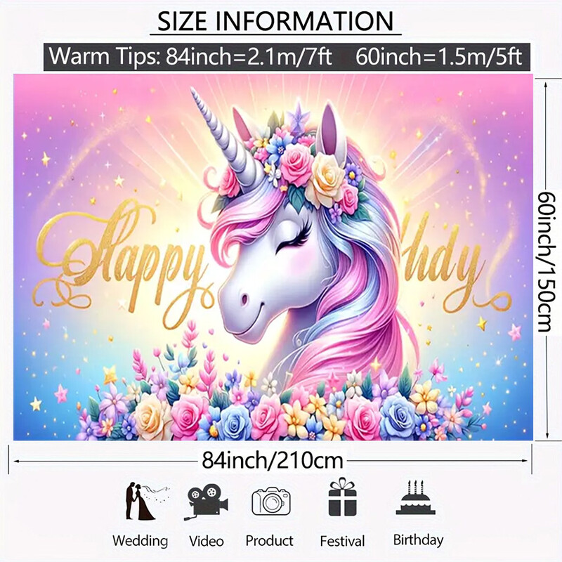 Φόντο Unicorn Party, χαριτωμένα προμήθειες Unicorn Cake πανό, σκηνικά στούντιο φωτογραφίας Φόντο φωτογραφίας, πρόσβαση διακοπών