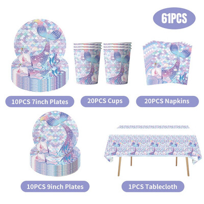 Hableány Születésnapi Party Evőeszközök Dekorációs Tányérok Csésze Szalvéta Szett Születésnapi Téma Léggömbök Kit Lányok Ajándékok Deco kellékek