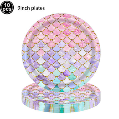 Σετ επιτραπέζια σκεύη γοργόνας Χάρτινα πιάτα Κύπελλο Τραπεζομάντιλο Μικρή Γοργόνα Μπαλόνια Παιδικό Κορίτσι Γοργόνα Γοργόνα Γενέθλια Διακόσμηση Προμήθειες