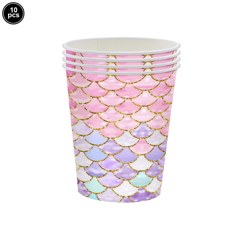 Σετ επιτραπέζια σκεύη γοργόνας Χάρτινα πιάτα Κύπελλο Τραπεζομάντιλο Μικρή Γοργόνα Μπαλόνια Παιδικό Κορίτσι Γοργόνα Γοργόνα Γενέθλια Διακόσμηση Προμήθειες